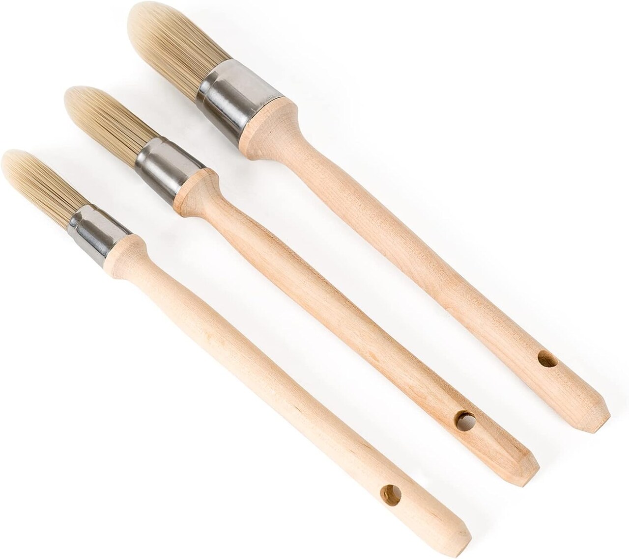 Trim Painting Tool, 3 Packs with 0.6Inch, 0.75Inch, 1Inch Small Paint Brushes for Walls, Touch Up, Edge Painting Tool, Round Paint Brush